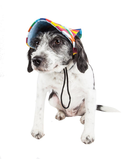 Pet Life ®  'Colorfur' Floral UV Protectant Adjustable Fashion Dog Hat Cap