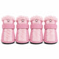 Pet Life ® Fur-Comfort 3M Insulated Fashion Fur and Suede Winter Dog Shoes Boots - Set of 4