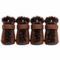 Pet Life ® Fur-Comfort 3M Insulated Fashion Fur and Suede Winter Dog Shoes Boots - Set of 4