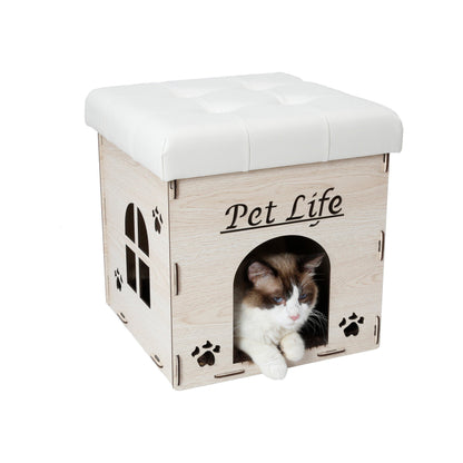 Pet Life ® 'Kitty Kallapse' Collapsible Folding Kitty Cat House Tree Bed Ottoman Bench Furniture