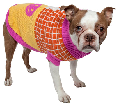 Pet Life ® 'Lovable-Bark' Heavy Knitted Ribbed Fashion Designer Dog Sweater