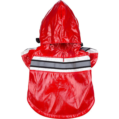 Pet Life ® 'Reflecta-Glow' Reflective Waterproof Adjustable Dog Raincoat Jacket w/ Removable Hood