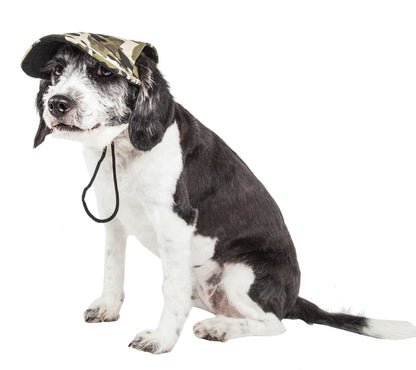 Pet Life ®  'Torrential Downfour' Camouflage UV Protectant Adjustable Fashion Dog Hat Cap