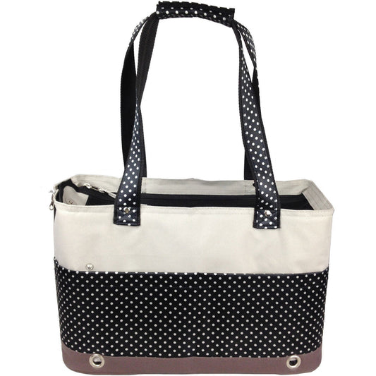 Pet Life ® 'Tote n' Boater' Trendy Spotted Designer Fashion Travel Pet Dog Carrier