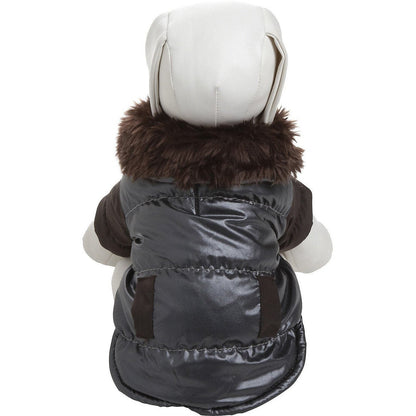 Pet Life ® Track-Collared' Metallic Ultra Fur 3M Insulated Pet Dog Jacket