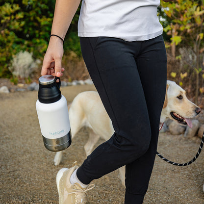 **SALE** HydroPet® 32 oz Portable Dog Water Bottle – Stainless Steel Travel Flask with 2 Detachable Bowls, Carry Bag & Strap
