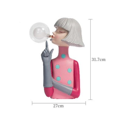 Blowing Bubble Gum Girl Lamp