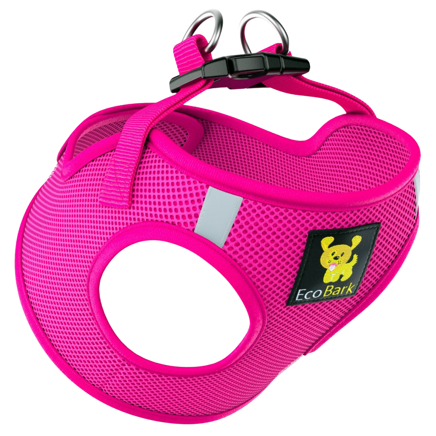 EcoBark Step In Dog Harness - XXXS to Medium Breeds- Reflective Soft Mesh Harness for Teacup, Small Dogs and Puppies / Hot Pink