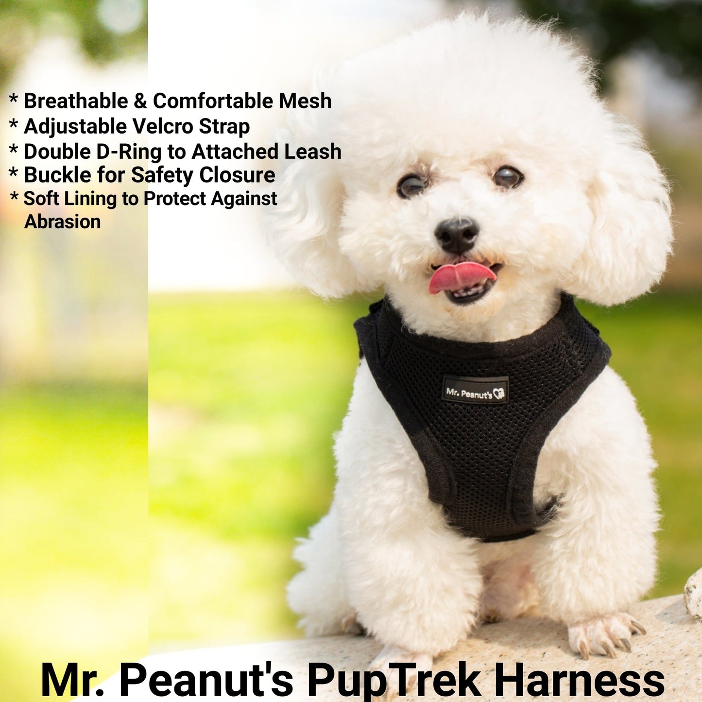 Mr. Peanut's PupTrek Soft Mesh Pet Harness with Matching Leash – Adjustable, Breathable, Choke-Free
