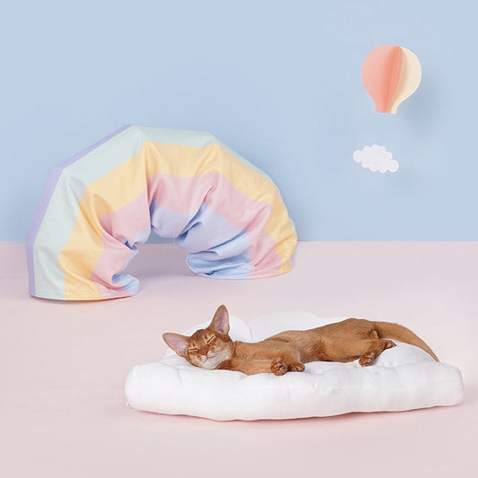 Collapsible Removable Cat Tunnel Tube With Cat Bed Set