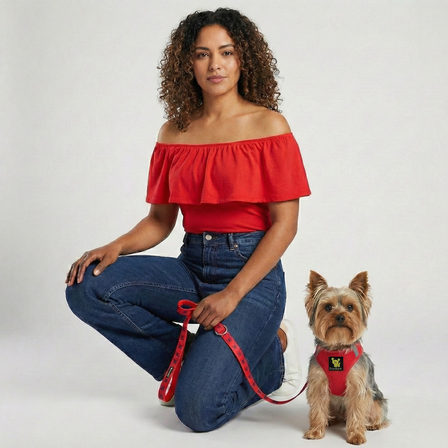 EcoBark Step In Dog Harness - XXXS to Medium Breeds- Reflective Soft Mesh Harness for Teacup, Small Dogs and Puppies / Red