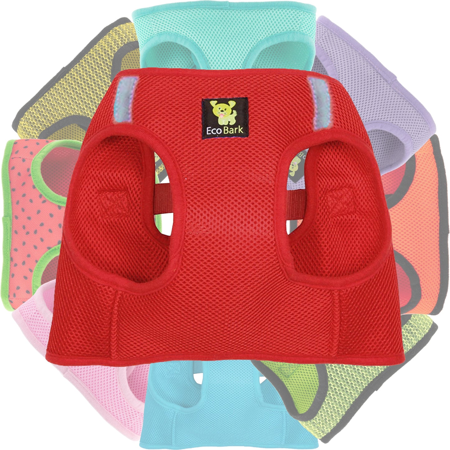 EcoBark Step In Dog Harness - XXXS to Medium Breeds- Reflective Soft Mesh Harness for Teacup, Small Dogs and Puppies / Red