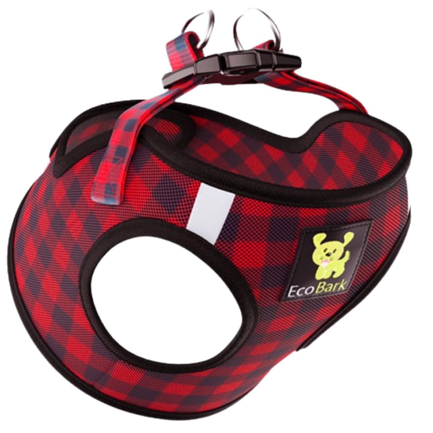 EcoBark Step In Dog Harness - XXXS to Medium Breeds- Reflective Soft Mesh Harness for Teacup, Small Dogs and Puppies / Buffalo Plaid