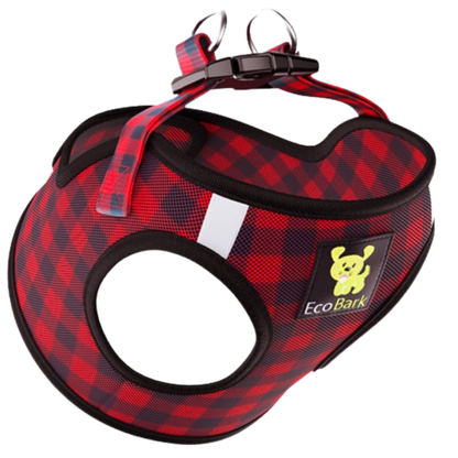 EcoBark Step In Dog Harness - XXXS to Medium Breeds- Reflective Soft Mesh Harness for Teacup, Small Dogs and Puppies / Buffalo Plaid