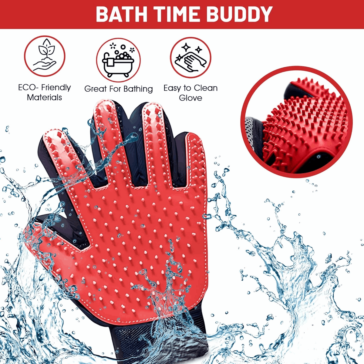 Silicone Pet Grooming Gloves – Fur Remover Mittens, 1 Pair