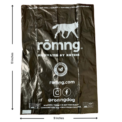 compostable plant-based dog poop bags + bamboo dispenser