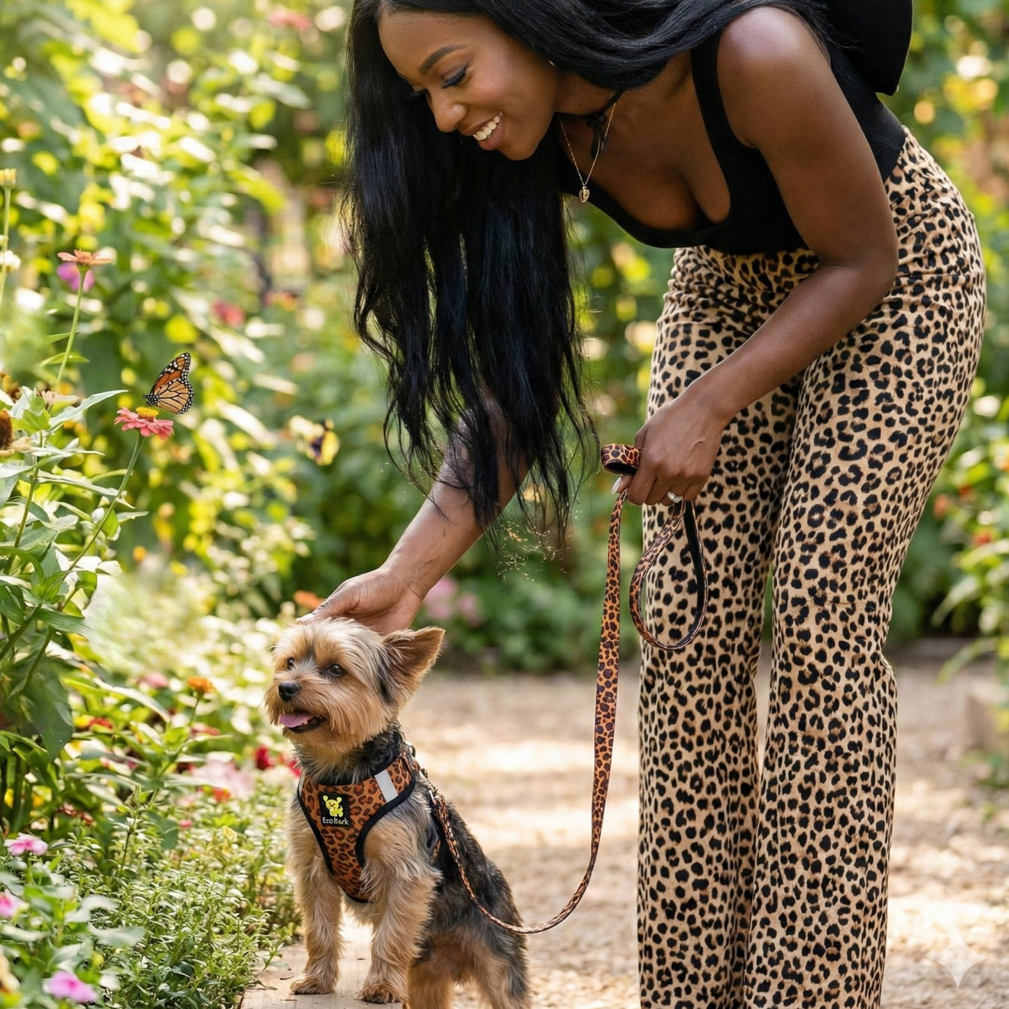 EcoBark Step In Dog Harness - XXXS to Medium Breeds- Reflective Soft Mesh Harness for Teacup, Small Dogs and Puppies / Cheetah