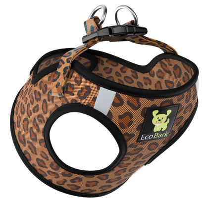 EcoBark Step In Dog Harness - XXXS to Medium Breeds- Reflective Soft Mesh Harness for Teacup, Small Dogs and Puppies / Cheetah