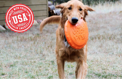 Bottle Top Flyer Rubber Frisbee for Dogs | Orange | Vet Approved | USA Made