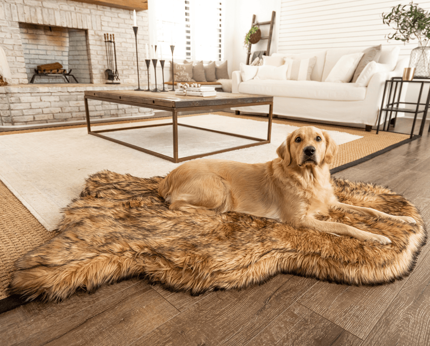 PupRug by Paw.com® Faux Fur Orthopedic Dog Bed - Curve Sable Tan
