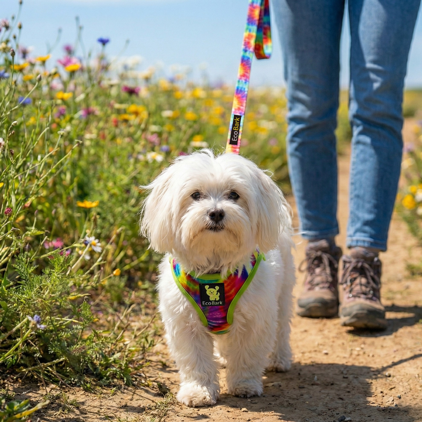 EcoBark Step In Dog Harness - XXXS to Medium Breeds- Reflective Soft Mesh Harness for Teacup, Small Dogs and Puppies / Tie-dye