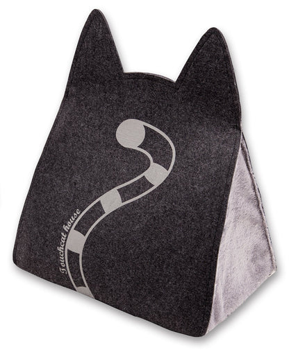 Touchcat ® 'Kitty Ears' Travel On-The-Go Folding Designer Fashion Pet Cat Bed House w/ Hanging Teaser Toy