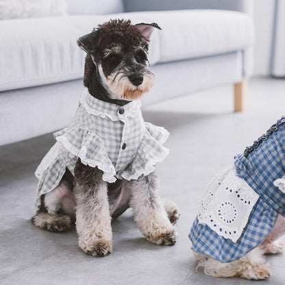 Touchdog 'I love Poochi' Classical Plaid Fashion Designer Dog Dress