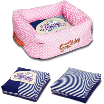 Touchdog ® 'Polka-Striped' Designer Premium Squared Dog Bed