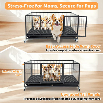 42" Stackable Dog Crate 43S+WHLP02