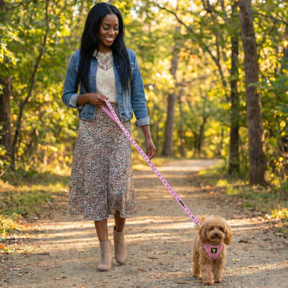 EcoBark Step In Dog Harness - XXXS to Medium Breeds- Reflective Soft Mesh Harness for Teacup, Small Dogs and Puppies / Baby Pink